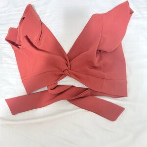 Rust Tie-Front Crop Top
